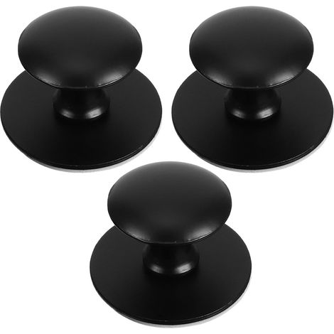 Poignées Adhésives en Acier Inoxydable Noir, Lot de 3, sans Perçage (1/5)