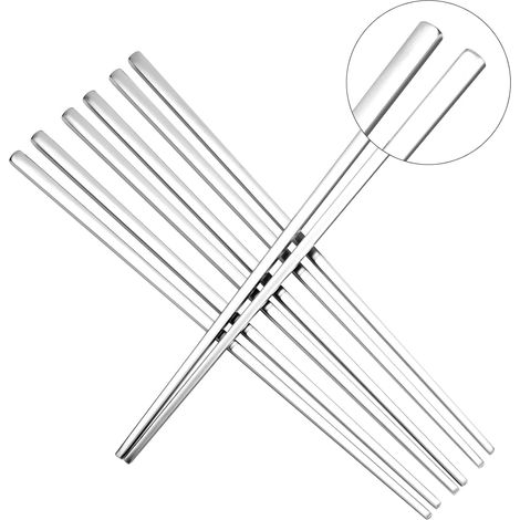 4 paires de 304 baguettes réutilisables en acier inoxydable super léger 9 pouces lave - vaisselle pour sushi, fondue, barbecue coréen et repas chinois (1/5)