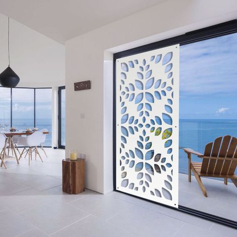 LEAVES - Pannello in PVC traforato - Parasole - Misura: 98x198 cm - Colore: bianco