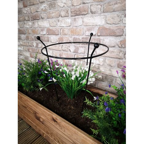 Tom Chambers Cottage Heavy Duty Black Metal Steel Herbaceous Garden Plant Support Ring Small 60cm x 35cm