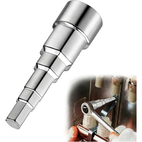 Clé de Montage Étagée Universell Clé à Cliquet pour Radiateur, Clés Universelle à Douille pour Robinet de Radiateur, Clés à 5 Étapes avec Entraînement Carré Interne de 1/2" (1/5)