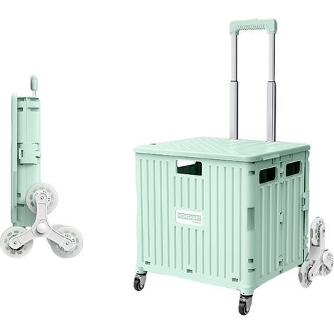 Einkaufstrolley, Shoppingwagen, Tragbar, 360° Universalrad, 45L, Zusammenklappbar, Grün (1/5)