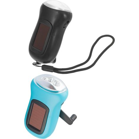 2 pièces Lampe de Poche Solaire à Manivelle Torche LED Rechargeable Étanche Lampe de Survie Multifonction pour Camping Randonnée et Urgence sans Pile (1/5)