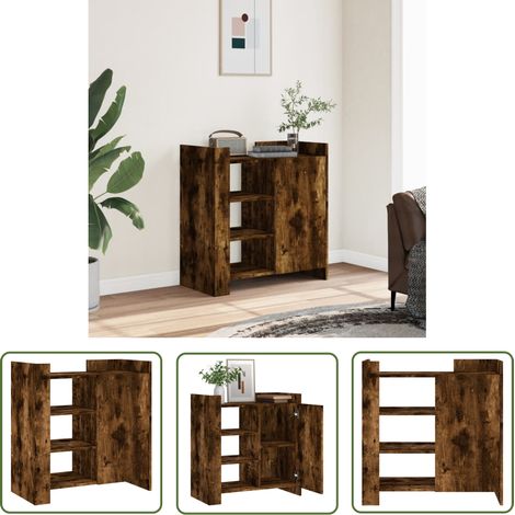 The Living Store Sideboard Räuchereiche 73,5x35x75 cm Holzwerkstoff - Schreibtisch - Regal - Sideboard - Wohnraumgestaltung - Holzmöbel (1/5)