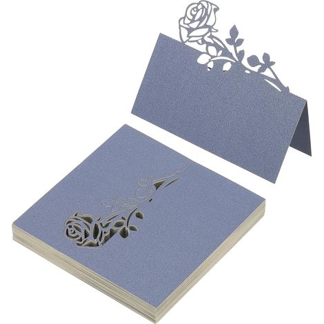 50Pcs Cartes De Place De Mariage, Cartes De Table En Forme De Tente Pliee Decoupees Au Laser Cartes De Nom Pour Table Buffet Reception Wedding Setting, Sapphire Star (1/5)