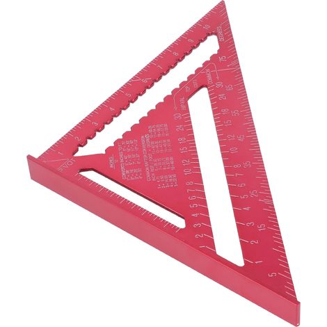 Dreieck für Holzbearbeitung, Aluminiumlegierung, rot, korrosionsbeständig, klare Skala, Schreinerwinkel für Möbel (1/5)