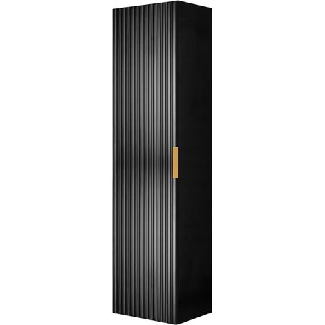 Rodan Hochschrank Bad Schwarz Matt, 27 x 35 x 136 cm, 1 Tür mit Soft-Close, feuchtraumgeeignet, Badschrank mit Stauraum