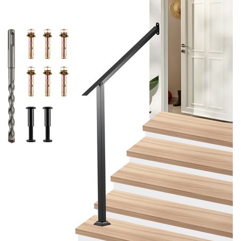 Main Courante pour Escalier, Rampe d’Escalier Extérieure en Métal Galvanisé, Angle Réglable Flexible,Compatible avec 4 Marches,Garde-corps de Sécurité (1/5)