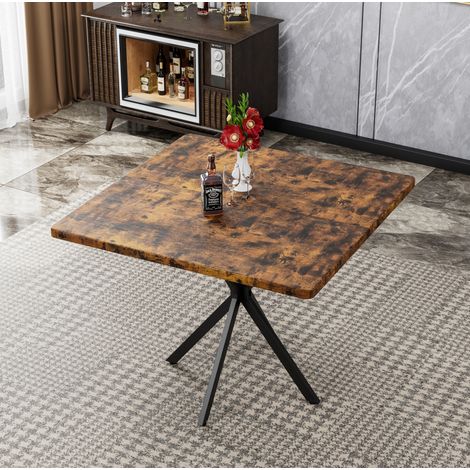 Table à manger carrée marron en MDF et métal, table moderne gain de place pour 4 à 6 personnes (1/5)