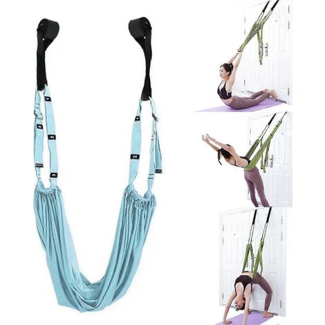 Corde de yoga aérien pour soulager les douleurs dorsales - Sangle d'étirement pour le yoga (bleue) (1/5)