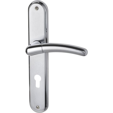 Südmetall Türgriff-Garnitur Langschild Beate PZ Messing poliert/satiniert silber 225 x 40 mm