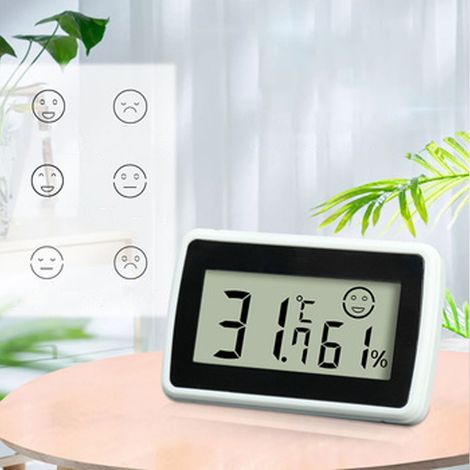 Hochpräzises Thermometer und Hygrometer in Form eines Smileys, für Küchen, Tiertransportboxen, Babyzimmer und Gewächshäuser, mit schwarzen und weißen Haken und Aufklebern. (1/5)