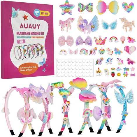 DIY Haarband Bastelset für Mädchen mit Einhorn-Motiven, 6 Stück