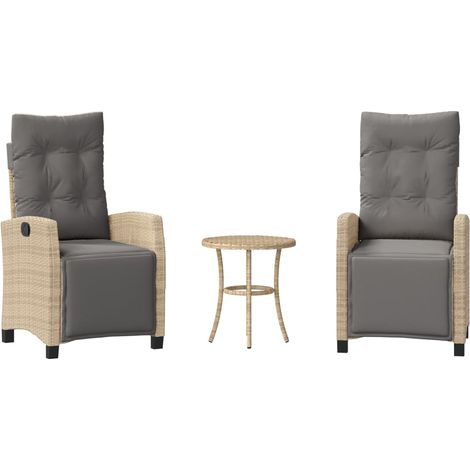 Maison Exclusive - 3-tlg. Bistro-Set mit Kissen Beigemischung Pol