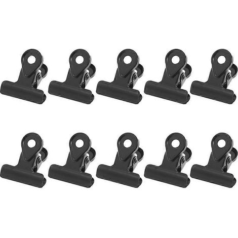 Lot de 10 pinces à papier en métal plaqué, pinces à charnière en cuivre - 20 mm (noir)-2.5x2cm-Black