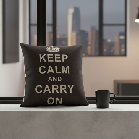 Melko Dekokissen Zierkissen Kissen mit Motiv Keep Calm inkl. Füllung, 45 x 45 x 15 cm