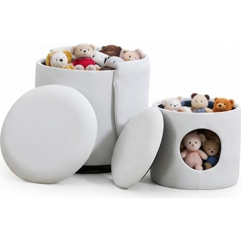 ELVMI Sillón tipo barril giratorio 360° con almacenamiento integrado y taburete para gato en terciopelo blanco (1/5)