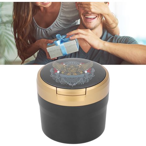 Tragbarer LED-Autoaschenbecher aus ABS mit Rauchdiffusorabdeckung, Modell Golden Eagle Black (1/5)