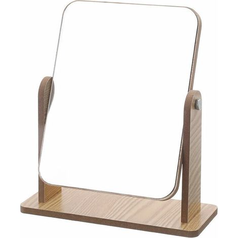 Miroir de Maquillage en Bambou Naturel avec Support, 8 Pouces, Grossissement 1X/3X, Double Face Pivotant à 360°, Miroir de Beauté pour Coiffeuse, Lot de 1 (1/5)