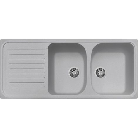Lavello composito cucina Plados HR1162 due vasche con scolapiatti - UM41 Alluminio