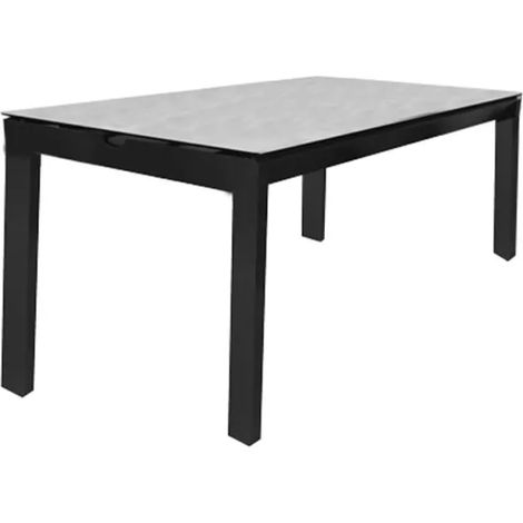 Table de jardin 200 cm en verre trempé béton et métal 1 tiroir - BAXI (1/5)