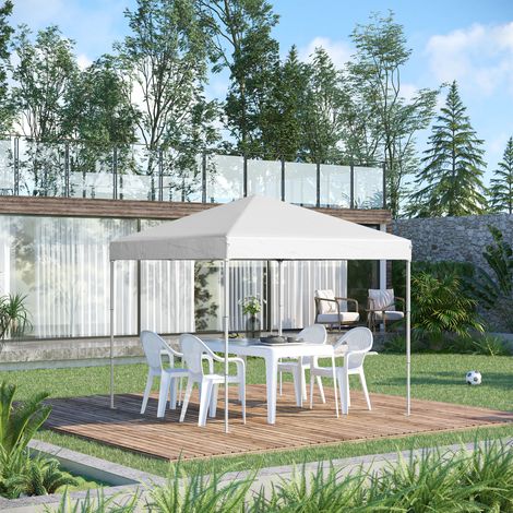 Pavillon escamotable imperméable cordes chevilles acier tissu oxford - Dimensions: 2,5x2,5 m - Couleur: Blanc