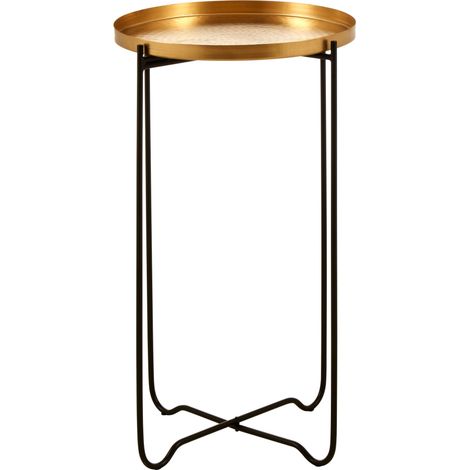 Interiors by Premier Elegant Design Gold Finish Round Top Side Table, Versatile Small Table, Sleek And Sturdy Bedside Table (1/5)