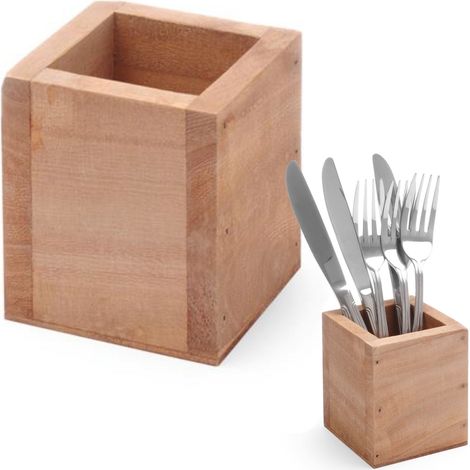Range-couverts carré en bois 80x80x95 mm - Hendi 664186 (1/3)