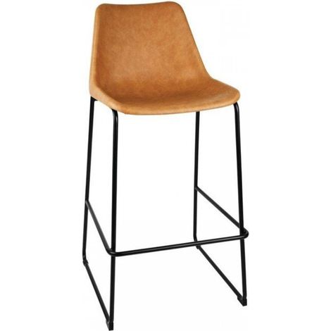 Tabouret haut de bar assise (H)1060 mm, en acier poudré, polyuréthane camel (1/5)