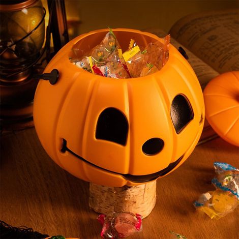 Citrouille Décorative - Lanternes Citrouilles Éclairées pour Halloween - Boîte à Bonbons Festive - Dimensions 27 x 19 cm - 1 Pièce (1/5)