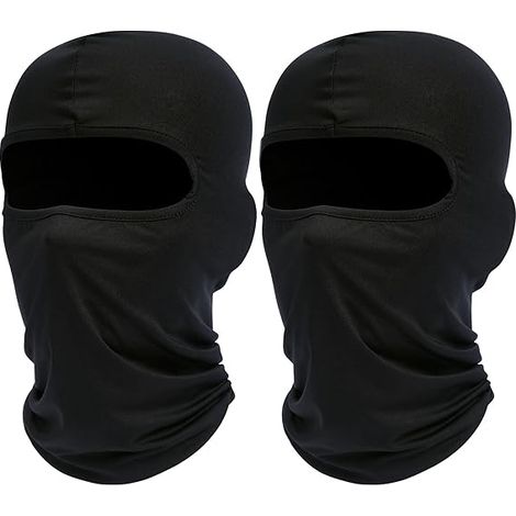 Schwarze Outdoor-Fahrradmaske (2-teilig), winddicht und atmungsaktiv für Fahrräder und Motorräder, Sport-Stirnband/Innenfutter/Kopfbedeckung. (1/5)