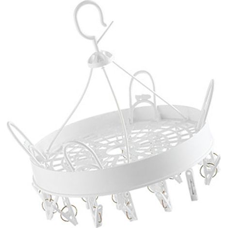 Étendoir à chaussettes créatif, étendoir à vêtements bébé multi-pinces, étendoir de balcon, étendoir à sous-vêtements, rond - blanc (1/5)
