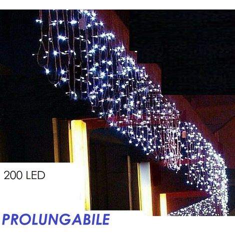 Tenda Luminosa Natalizia LUCE BIANCO FREDDO LUCI 10m x 40cm 200led PROLUNGA PIOGGIA