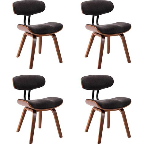 vidaXL Sillas de comedor 4 unidades madera curvada y tela gris (1/2)