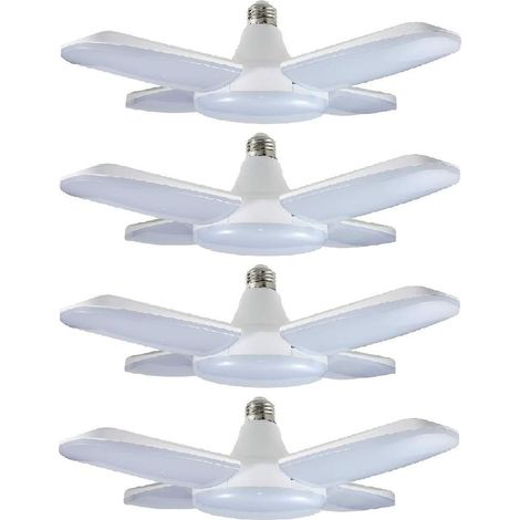4 LED-Garagenleuchten – 60-W-Vibrationslampe für die Deckenmontage – Form verstellbar, 6000 lm, 6000 K, CRI 80, Tageslichtweiß – Einfache Montage – Werkstatt und Lager (1/5)