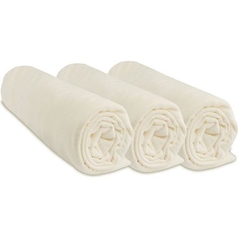 Lot de 3 Draps housse Jersey 100% Coton - 40x80 / 40x90 cm -Écru (1/4)