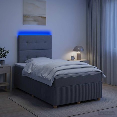 vidaXL Cama de muelles con LED y colchón Gris Claro 120 x 200 cm Tela (1/5)