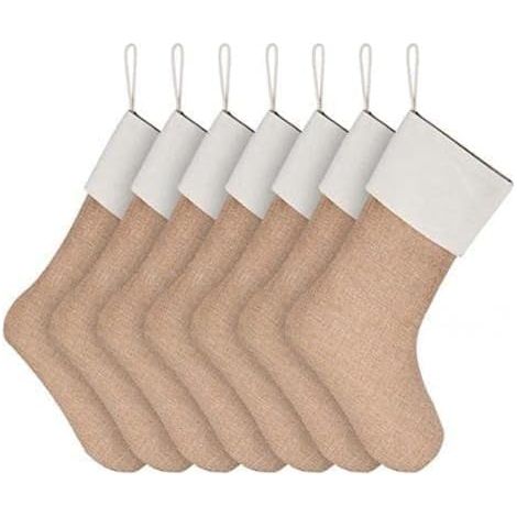 chaussettes de Noël en jute, sacs cadeaux, décorations pour sapin de Noël, sachets de bonbons, décorations pour cheminée (1/5)