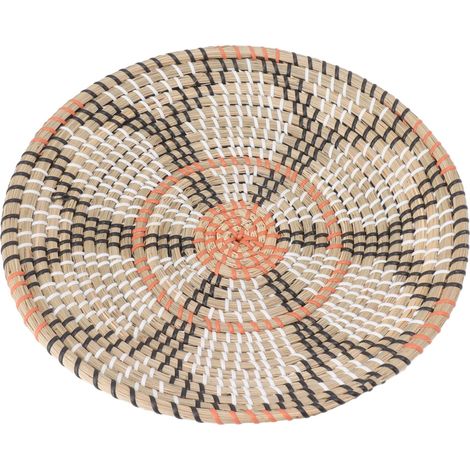Décoration murale ronde en osier 35cm, panier mural tissé à la main pour salon et cuisine, style 3 (1/5)