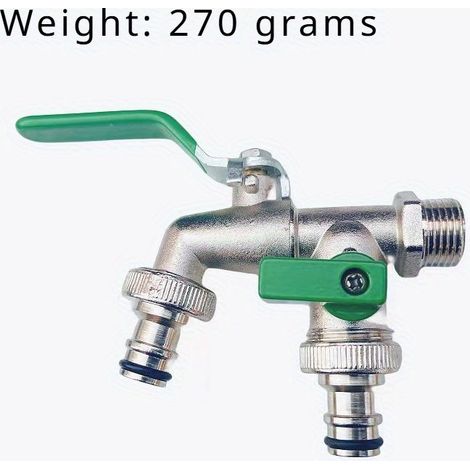 Robinet Extérieur Double Sortie en Alliage de Zinc – Entrée 3/4", Double Sortie 1", Filetage Universel avec Raccord Rapide pour Irrigation de Jardin (1/4)