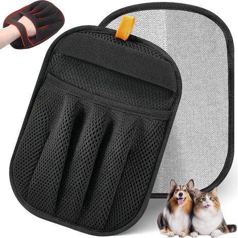 Verbesserte Tierhaarentfernungshandschuhe (2er-Pack), Fünf-Finger-Design, doppelseitige elektrostatische Handschuhe zur Entfernung von Hundehaaren