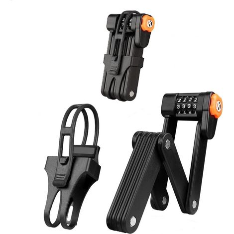 Antivol de vélo à combinaison, 4 chiffres, en métal noir, pliable, pour une sécurité sans clé sur les vélos et les scooters.-AquaForge (1/5)