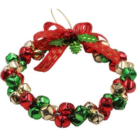 Weihnachtskranz mit Glöckchen, Weihnachtsdekoration, Türhänger zum Aufhängen an Haustüren und Weihnachtsbäumen (1/3)