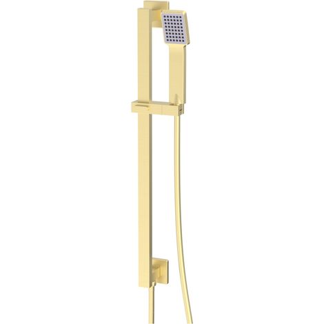 Signature Reflex Square Shower Slide Rail Kit with Single Function Handset - Brushed Brass