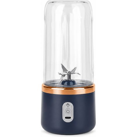 Blender Portable Rechargeable Bleu, Gobelet Individuel avec Couvercle et Lames à 6 Branches (1/5)