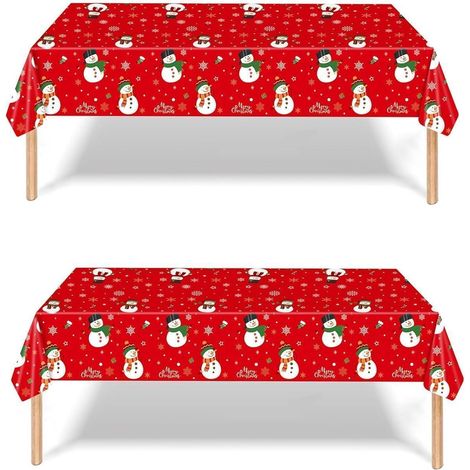 Lot de 2 nappes de Noël rectangulaires 137x274 cm anti-taches pour fête