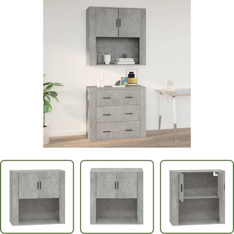Betonfarbe - Wandschrank Betongrau 80x33x80 cm Holzwerkstoff (1/5)