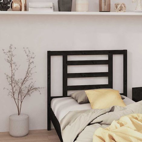 Tête de lit 96 x 4 x 100 cm en pin massif noir à lattes, 4.32kg - PANGIVO (1/5)
