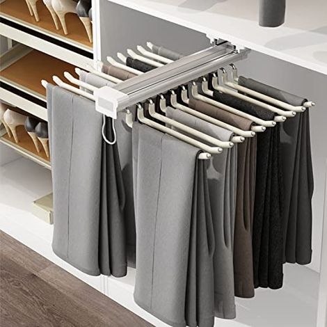 1 Porte-pantalon extensible,alliage d'aluminium,acier au carbone,surface floquée,22 pantalons,armoire (1/5)