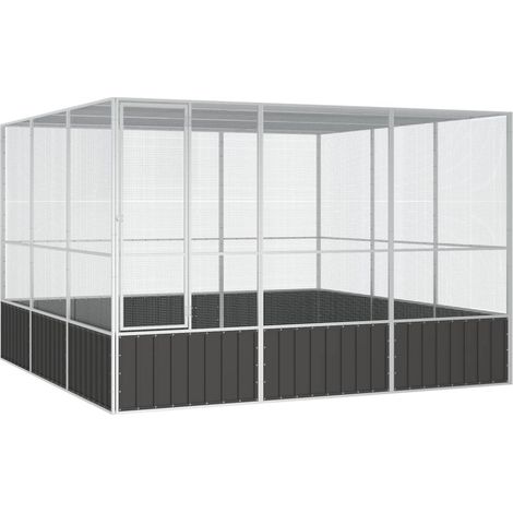 Cage à oiseaux,Grande Volière pour perroquet tout-en-un avec la porte à charnière Anthracite 302,5x324,5x211,5 cm Acier galvanisé (1/5)